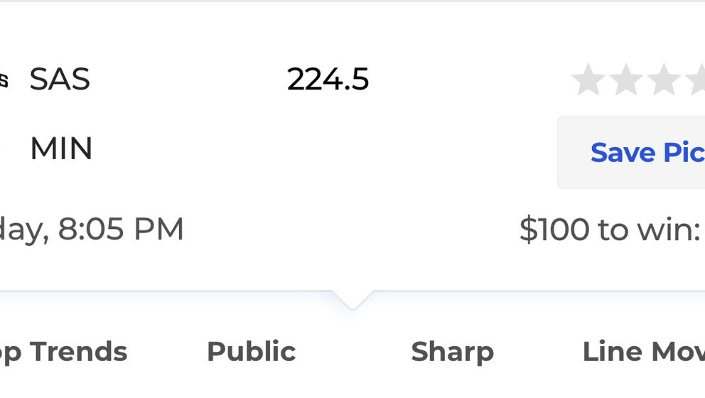An over/under of 224.5